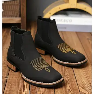 Anquxun Men's black casual shoes - Lightweight casual shoe sole Men'sblack boots - Toe Chelsea ankle boots Business occasionsbusiness boots chelsea boot botas negras Men's Breathable Walking Loafers botas para hombres work boots cowboy boots men