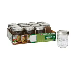 Wide Mouth 16oz Glass Mason Jars with Lids and Bands Clear Jars for Canning Storage and DIY Crafts 12 Pack American Made
