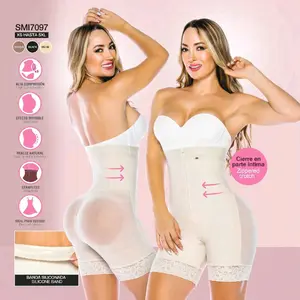 SMI7097 High Compression Faja hasta la Cintura Invisible Effect Natural Lift Ideal for Dress with Zippered Crotch & Silicone Band Womenswear