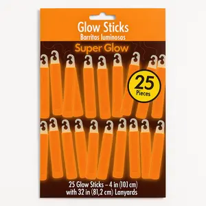 Orange Glow Stick Necklaces - 25 Pack, 4-inch