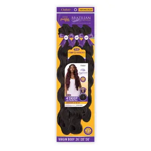 Outre Human Hair Blend Weave Premium Purple Pack Brazilian Boutique Virgin Body 26", 28", 30"+ Free 4" Deep Lace Partng Piece
