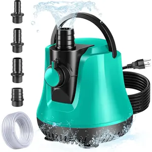 Sump Pump Submersible, Pool Cover Pump Above Ground with Adjustable Flow, Portable Electric Water Removal Pump with 10ft Hose, 4 Adapters Water Pump for Pool Draining,Fish ,Pond, 950GPH