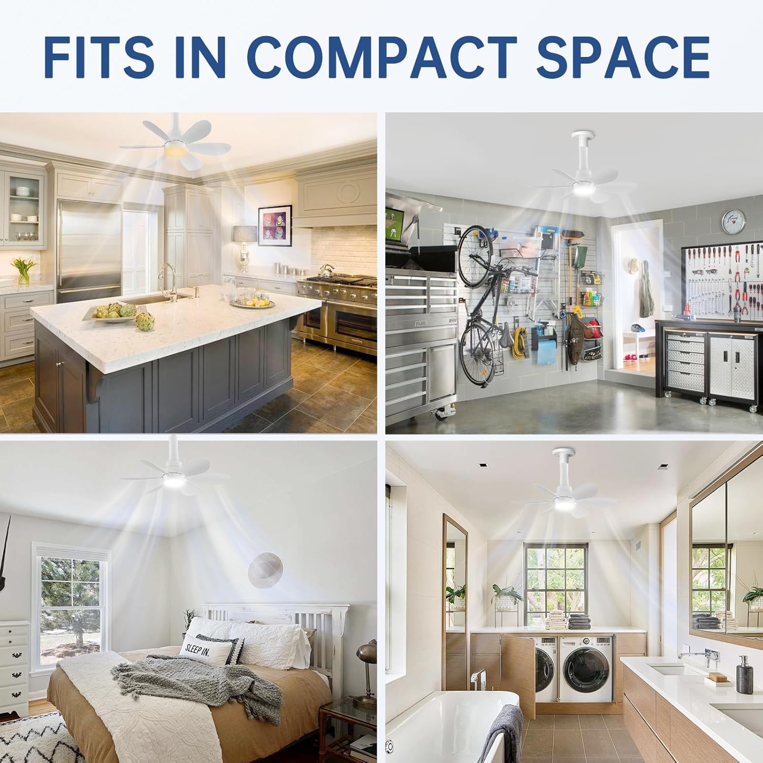 Socket Light Fan with Remote, Light Socket Ceiling Fan – Turbo Airflow, Whisper Quiet, Memory Function, Smooth Dimming, 1000 LM, CRI 80+, Screw-In Design for Small Rooms, Garages & Dorms