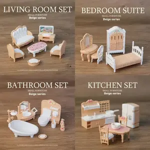 Miniature Scene Model Kit, Toy Simulation Furniture Set, Kitchen Pretend Play Set, Miniature Cooking Set, Bathroom Bathtub Bedroom Dining Room Decor, 1:12 Scale Dollhouse Accessories