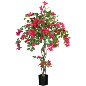 3/4/5FT Realistic Pink Bougainvillea (NO POT) Silk Plant Faux Flowers UV-Resistant for Outdoors No Maintenance Artificial Tree for Home Porch, Terrace & Garden Decoration Versatile Spring Decoration Decorative flower bouquet