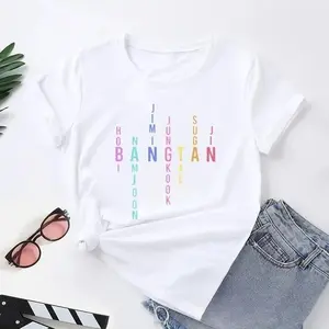 2025 Hot Bangtan Boys Name T-Shirt Jimin Jungkook Tae Suga Namjoon Hobby Jhope Jhope Jin Bangtan Korea Print T-Shirt Women's T-Shirt Top Tees Casual