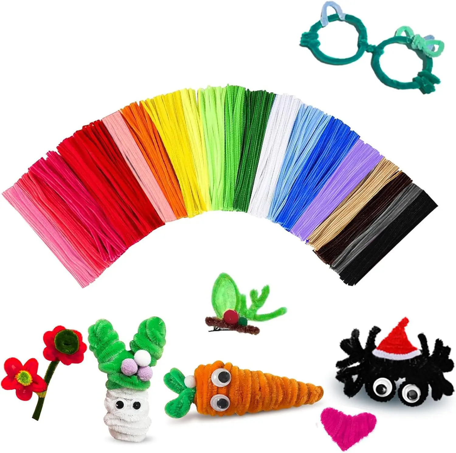 Pipe Cleaners Craft Bulk,Kids Toys & Games Gifts,200pcs Arts Crafts,Chenille Stems Art Supplies for Projects Creative DIY Room Decor,Christmas Decorations