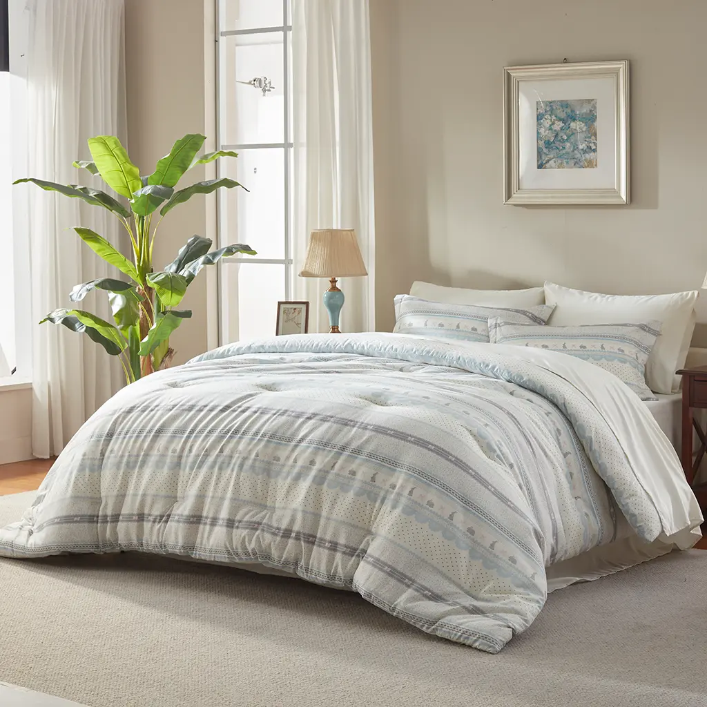 Cosybay 7pcs Hotel Quality Microfiber Printed Bedding Set - Full/Queen/King Sizes, Lightweight Breathable Comforter Set, Easy-Care All-Season Bed-In-A-Bag (Comforter+Flat Sheet+Fitted Sheet+Pillowcases)