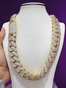Hip hop rap Chunky Cuban chain, chilled luxury four rows full of diamonds high luxury Cuban necklace, high grade Cuban Chain Link Miami style 20mm large size necklace, hip hop jewelry, anniversary gift.