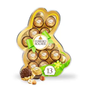 Ferrero Rocher, 13 Count, Premium Gourmet Milk Chocolate Hazelnut, Individually Wrapped Candy for Gifting in a Bunny-Shaped Box, Great Easter Gift, 5.7 oz