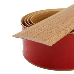 Floor Transition Strip, Self-Adhesive Vinyl Flooring Cover Strips, Floor Flat Divider Strip for Joining Floor Gaps, Carpet Threshold Transition; 2" Wide-Brown  Grain (10Ft)