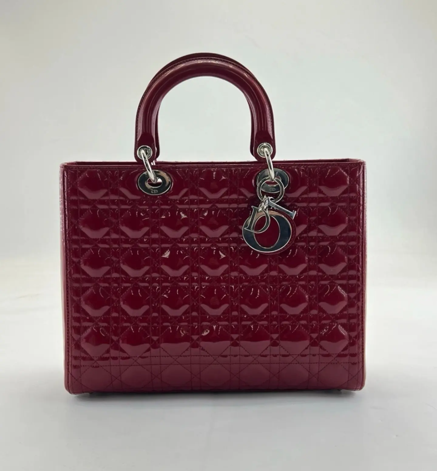 Pre-owned Dior 95% New 7 Size Lady Red Patent Leather Handbag