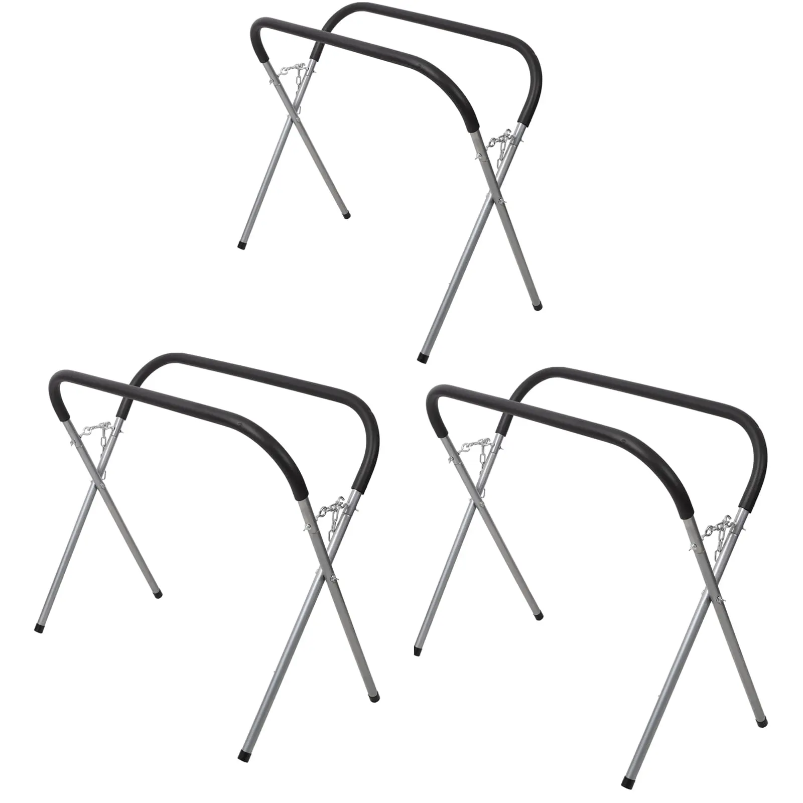 Garvee Adjustable Heavy Duty Folding Work Stand – 750 lbs Capacity, Padded Portable Workbench for Auto Body Repair, Garage, DIY Projects – Sturdy Bumper & Classic Rack Design – Silver – Easy Fold & Store, Keep Your Workshop Organized!