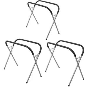 Garvee Adjustable Heavy Duty Folding Work Stand – 750 lbs Capacity, Padded Portable Workbench for Auto Body Repair, Garage, DIY Projects – Sturdy Bumper & Classic Rack Design – Silver – Easy Fold & Store, Keep Your Workshop Organized!