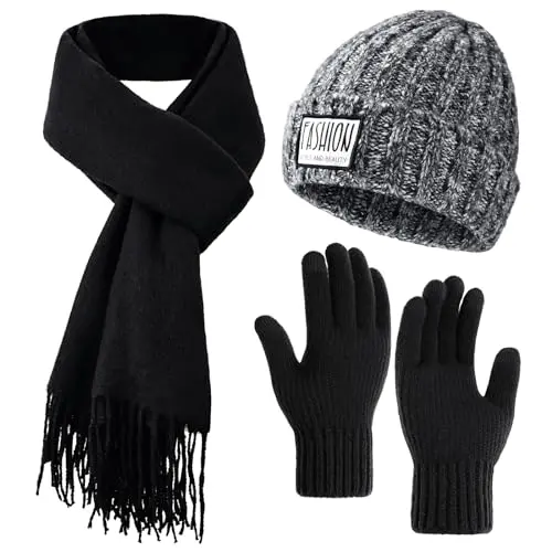 Black B: Hat+scarf (Size: 78"x27" )+Glov