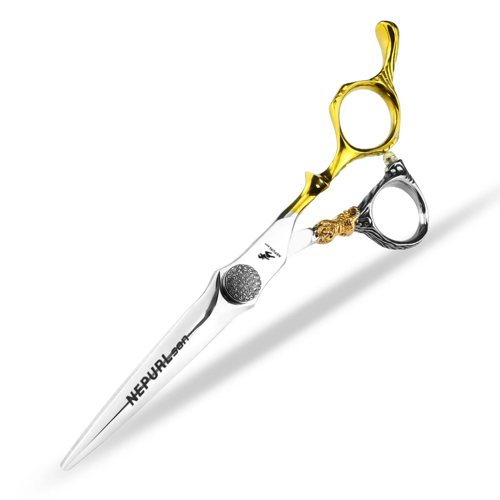Premium 6.0 Inch Platinum Wood Grain Handle Hair Cutting Scissors, Shears for Hair, Hair Styling Tools, 440C Stainless Steel, Comfortable Grip, Reduces Hand Fatigue