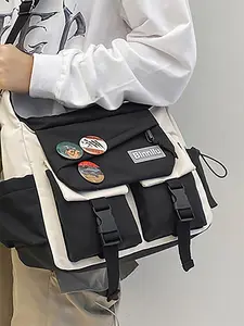 Men's Preppy Casual Nylon Colorblock Fashionable Crossbody Bag, Casual Messenger Bag, Outdoor Student Commuter Shoulder Bag, Versatile Shoulder Bags, Travel Daily Use Large Capacity School Bag, Crossbody Shoulder Bags