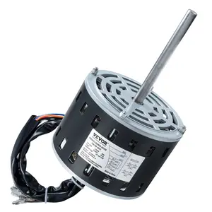 VEVOR 1/3HP Furnace Blower Motor, 110/120V 4.4Amps, 1075RPM 4 Speeds, CW/CCW Rotation, 48 Frame 5.2" Shaft Length, 5μF/370V Capacitor + 11" Hold Hoop