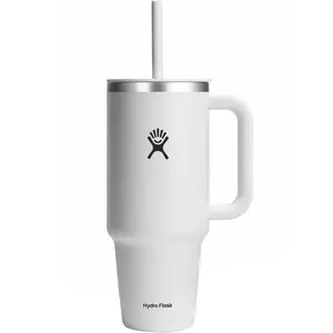 Hydro Flask 40oz Travel Tumbler Stainless Steel Insulated Cup with Lid and Straw for Cold Water and Drinks for Sports, School, Work, Car, Travel and Weekends Color: white