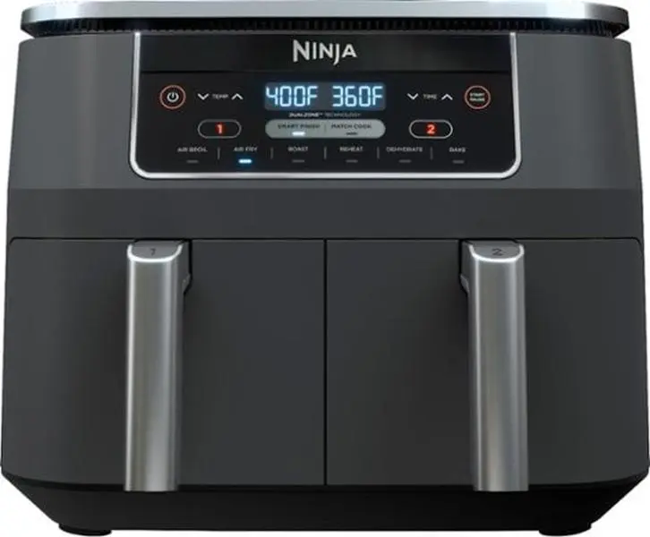 Ninja DZ201 8 qt. XL Capacity Foodi Multifunctional Cooker, 4-in-1 DualZone 2-Basket Air Fryer with Smart Finish, Easy-to-Clean Design, 105°F-450°F Wide Temperature Range