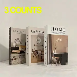 3 Counts Modern Foldable Fake Book Set for Home Decor - Fake Hollow Books Stack, Minimalist Home Office Decor, Fashionable Desk Ornament, Easy Assembly Required, Cardboard Decor for Coffee Table, Shelf, Living Room, Bedroom