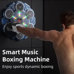LED-lit Upgraded Music Boxing Machine (Gloves Included) — Adjustable Speed + Wall-Mounted Punching Bag + Mobile App Connectivity + USB Rechargeable | Suitable for 6-12 Years Old Children in Family / Bedroom Settings ，LED Lights Sync Flash with Every Punch