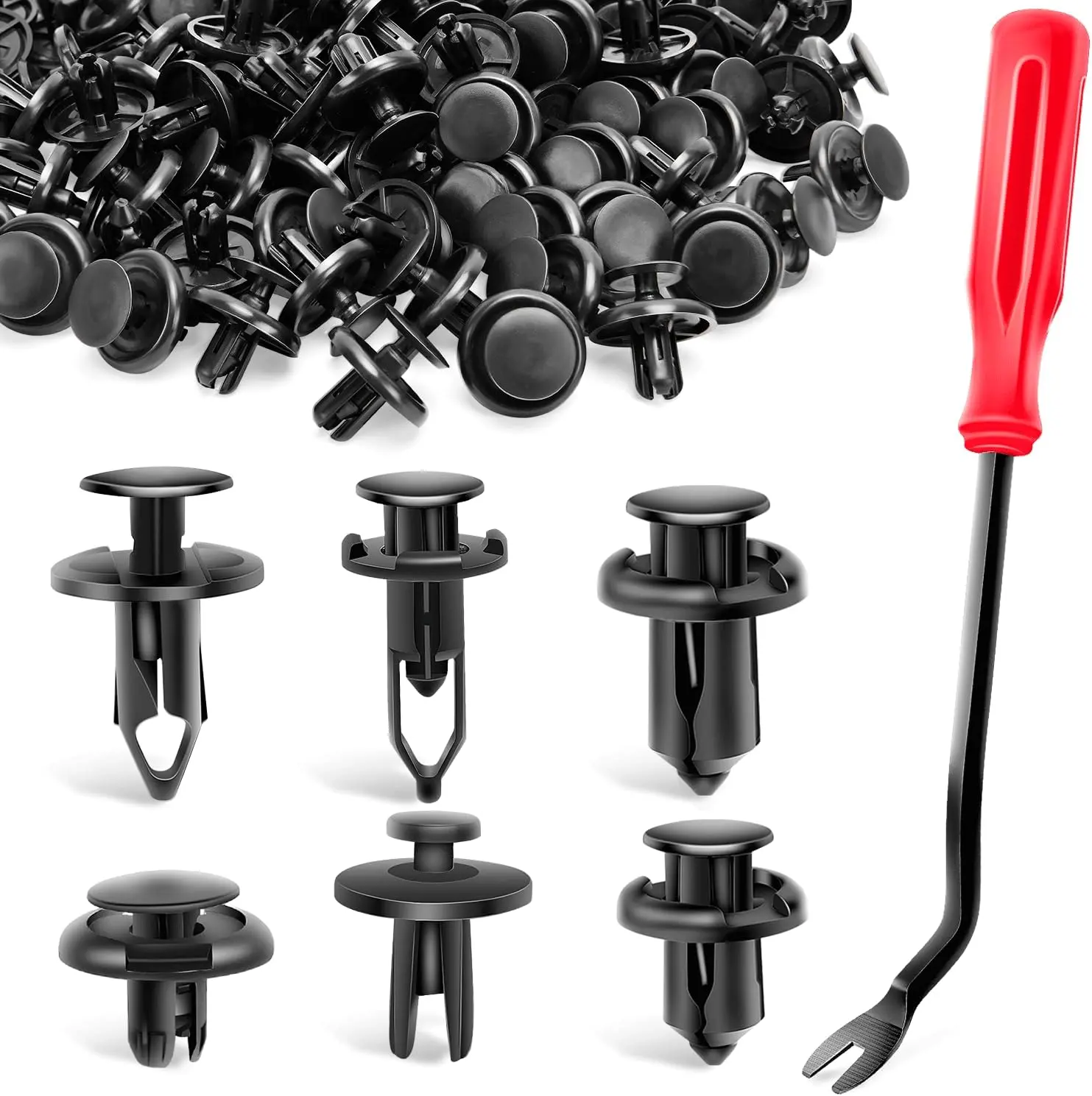 Nilight Car Retainer Clips Fastener Remover 6.3mm 8mm 9mm 10mm Expansion Screws Replacement Kit Bumper Push Rivet Clips for GM Ford Toyota Honda Chrysler,2 Years Warranty, 120PCS Clips & Remover