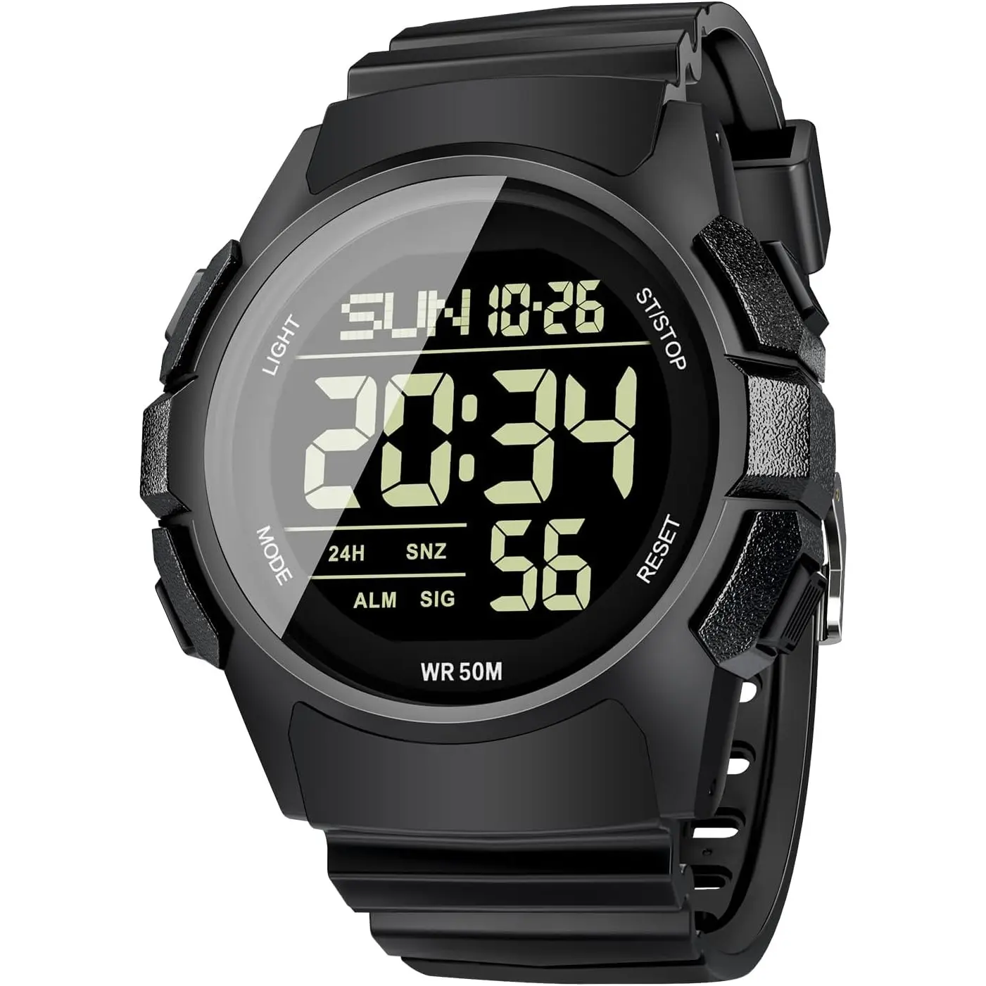 BYW32  Men Digital Sports Watch,Waterproof Watch with Stopwatch Countdown Timer Alarm Function Dual Time Rubber Strap Wrist Watch for Men/Student