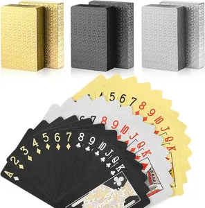 Pack Black Playing Cards - Waterproof Plastic Playing Cards, Standard Index Poker Cards,Deck of Poker Cards for Party,Family