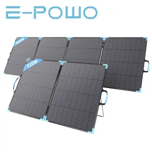 E-POWO 220W 400W 440Watt Bifacial Solar Panel for Outdoor Use, Foldable ETFE Solar Charger with Dual-Sided Power, IP68 Waterproof, Compatible with Portable Power Stations for Camping and Off-Grid Living Monocrystalline