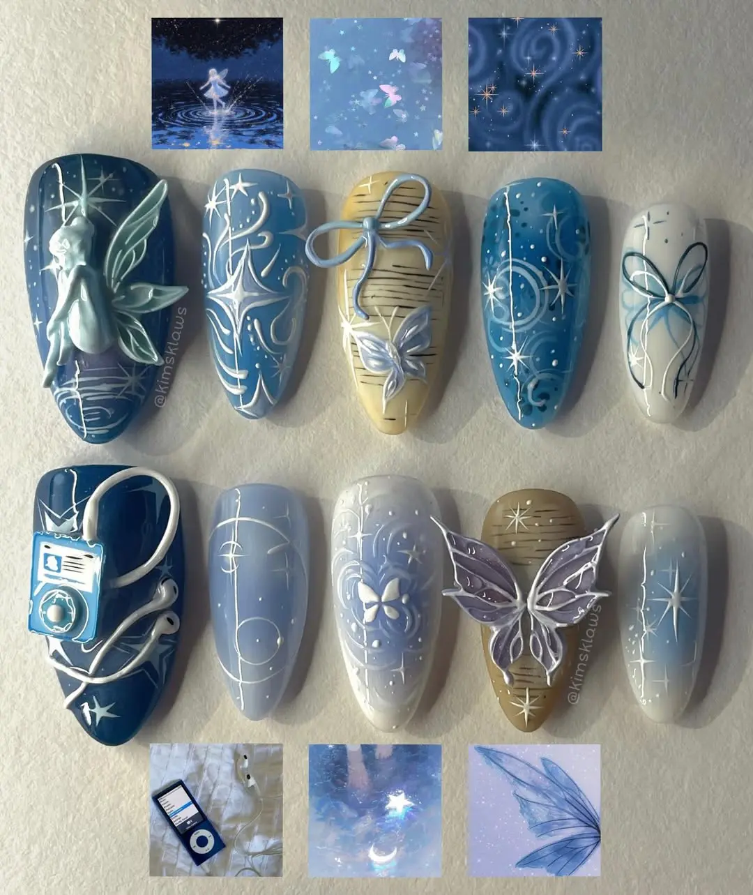 Blue Stripe Press-on Nails, 6638