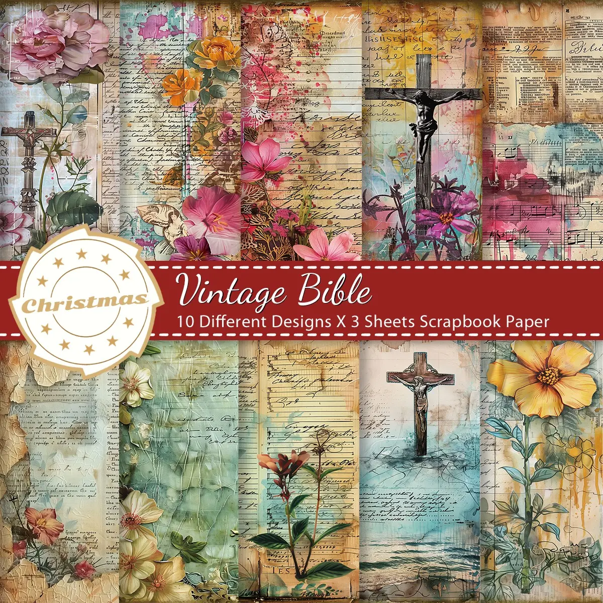 30 Easter Bible Theme Scrapbook Papers, Scrapbook Materials, Scrapbooking, Christian Faith Decorations, Bible Verses, Floral Designs, Cross Patterns, Religious Gifts