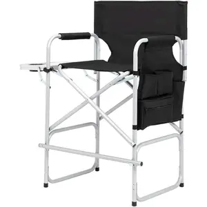 【Summervibes】Ubesgoo 26" Tall Directors Chair Height Seat Folding with Side Table Storage Bag, Support for 300Lbs Portable Makeup Artist Chair with Bar Height Black