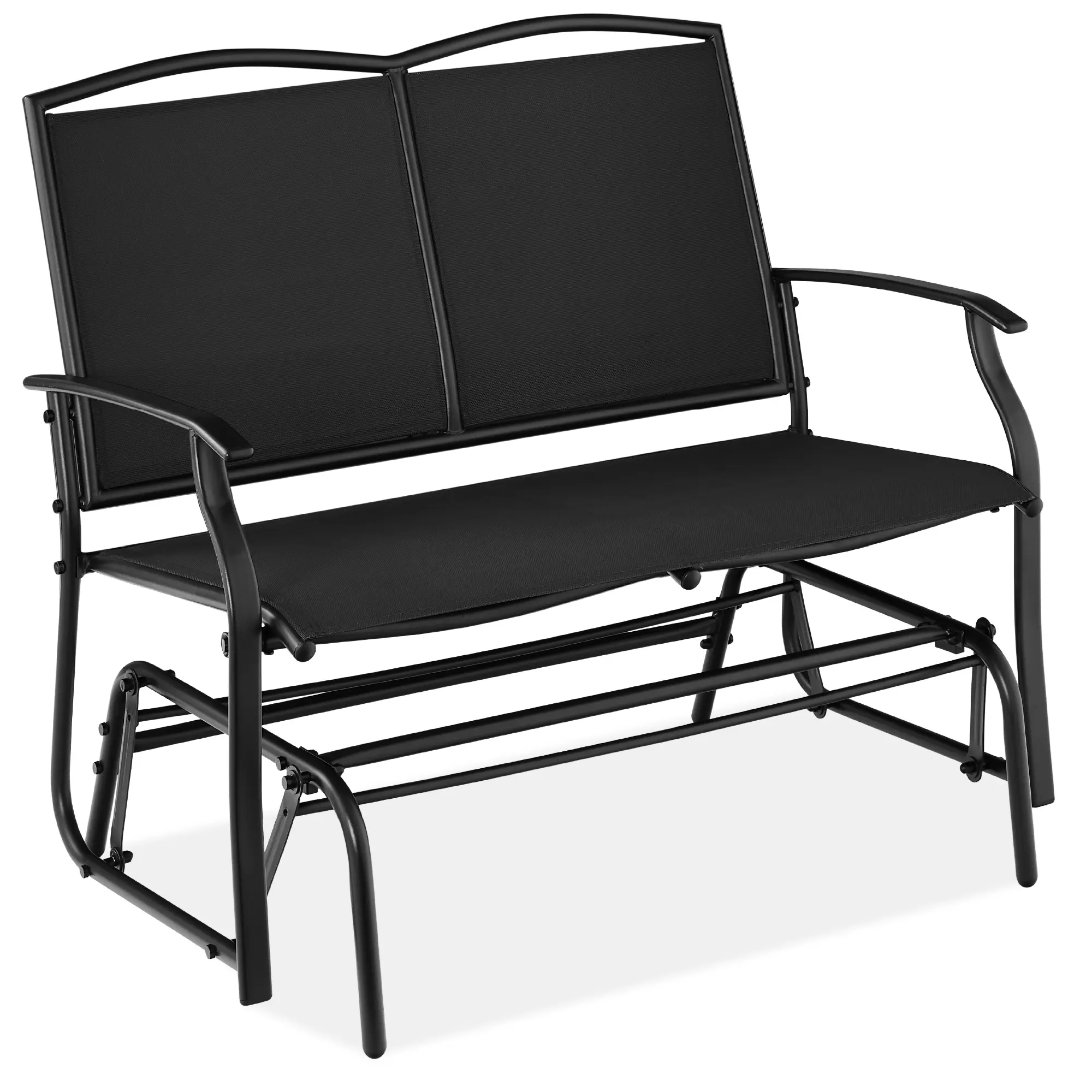 Best Choice Products 2-Person Outdoor Swing Glider, Steel Patio Loveseat, Bench Rocker w/ Armrests