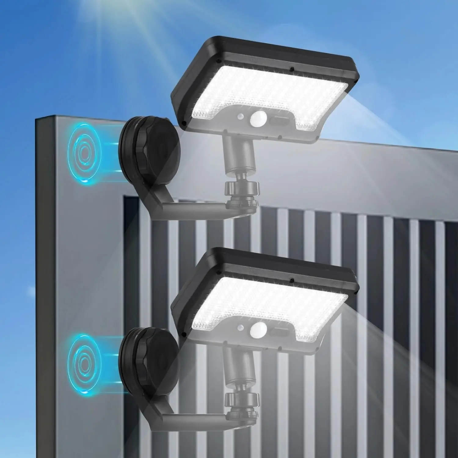 Metal-gipping Outdoor Solar Lights, 92 LEDs Motion Sensor Solar Wall Lamps, IP65 Waterproof Balcony Patio Security Lights, Adjustable Wall-Mount Fence RV Lighting summerwins, Dimmable Outdoor Light, Waterproof Garden Light