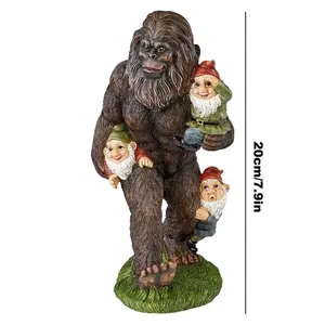 Bigfoot Style Garden Gnome Resin Statue - Durable Material for Patios, Decks, Offices, Indoor & Outdoor Environments, No Electricity Required