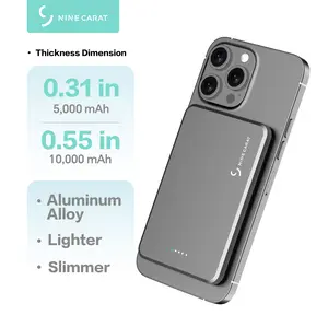 Ultra Slim Metallic 5000/10000mAh  Magnetic Wireless Power Bank 10000mAh PD20W Portable Charger for iPhone 17/16/15/14/13/12 Pro with USB-C & Magsafe Compatibility