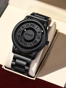 men's punk style magnetic stainless steel strap water resistant round dial quartz watch, casual trendy fashionable stylish modern watches, business fashion watch, waterproof watches for daily & party as gift, quartz wristwatches