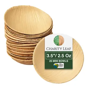 3.5" Inch - (2.5 Oz) Natural Palm Leaf Mini Bowl