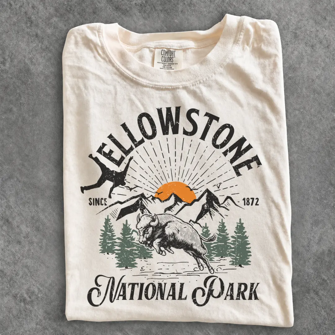 Bison Yellowstone National Park Shirt, Family Trip Outfit, Matching Camp Tees, Vacation Gifts
