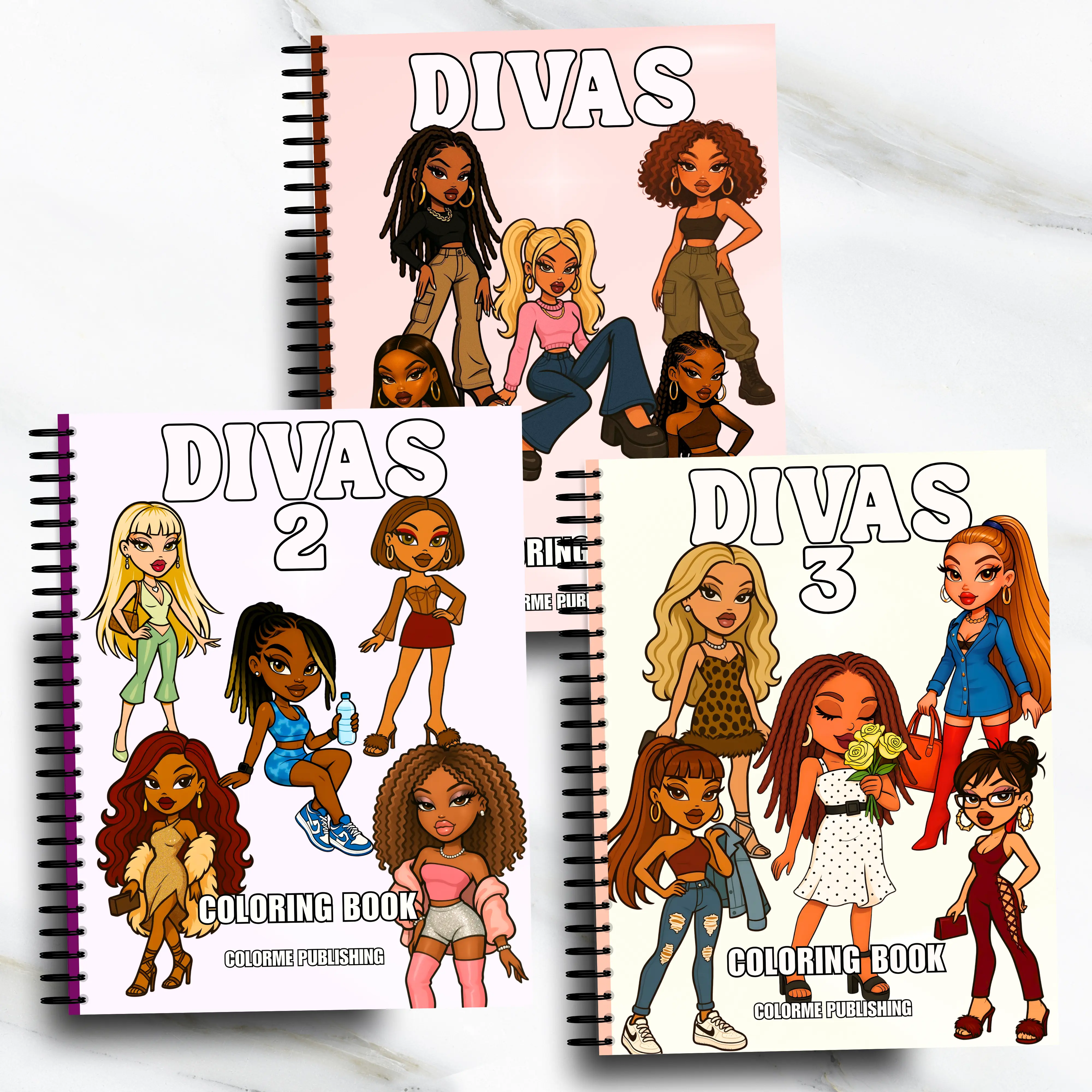 Divas 1, 2, & 3 Coloring Book Bundle : 90 Coloring Pages of Fashion Dolls