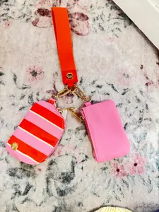 Dynamic Duo Pouch Wristlet - Sicily Stripes Pink