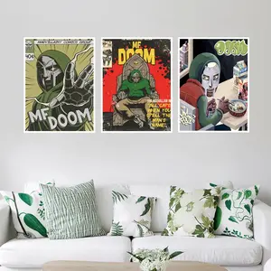 3-Piece MF Doom Music Album Canvas Poster Set - Retro Style Cartoon Home Decor Wall, Artistic Poster Art Set, Modern Home Decor, Suitable for Bedroom, Living Room, Office - Halloween/Easter/Christmas Gift, Frameless
