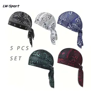 Paisley Cooling Headscarf Cap Set, Motorcycle Pirate Head Wrap Safety Helmet Liner, Elastic Fit Hand Washable Multifunctional Outdoor Headwear for Athletes & Outdoor Enthusiasts