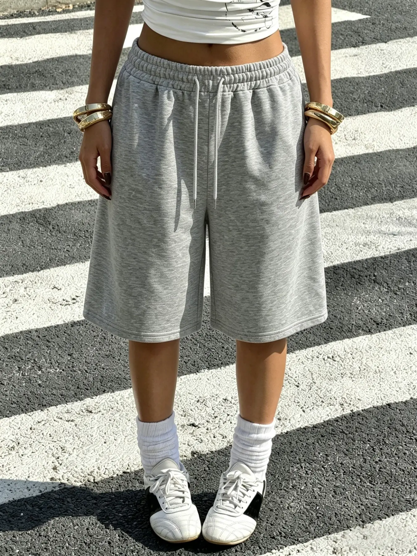 Women's Regular Fit Sporty Activewear Capri Pants, Drawstring Casual Bottoms, for Y2K Summer Street Style