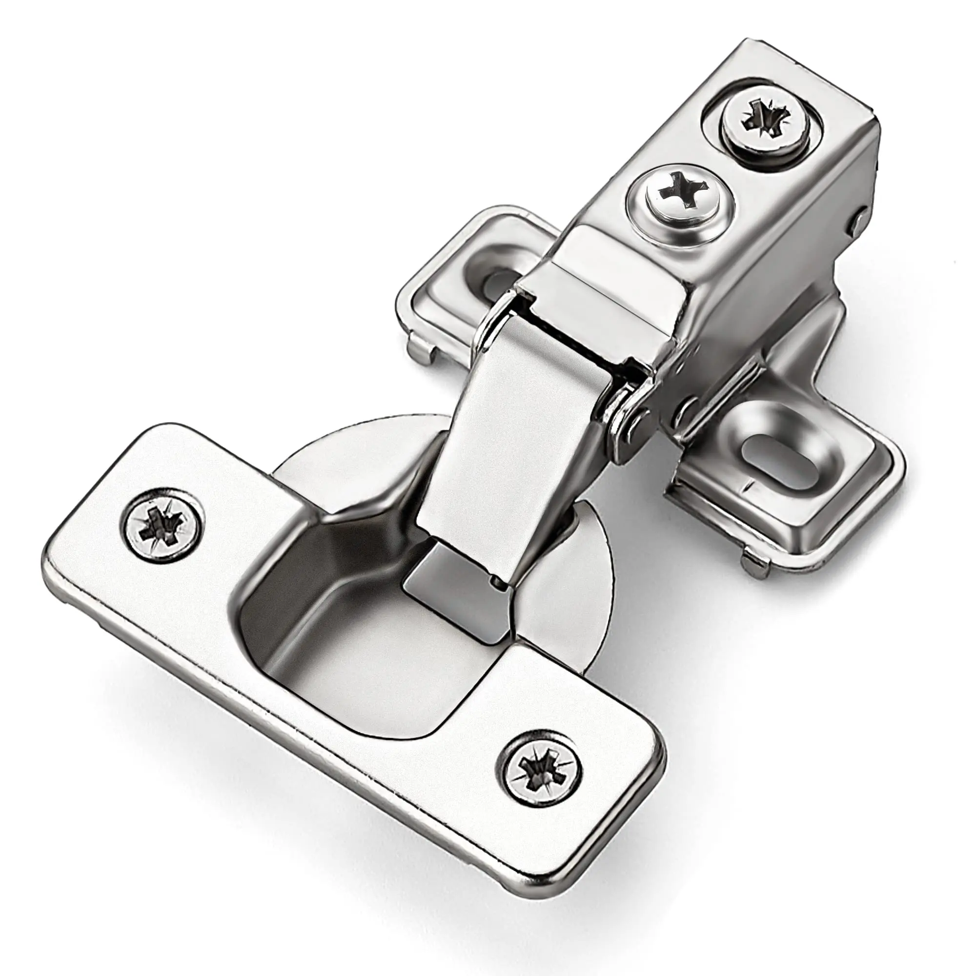 Ravinte Heavy-Duty Furniture Short-Arm Concealed Hinges, Brushed Nickel, 105-Degree Opening Angle, Soft Close, with Mounting Screws for Face Frame Kitchen Cabinets