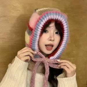 1pc Retro Vertical Stripe Balaclava Hat with Soft - Protection & Ear Coverage, Warm Winter Face Mask for Skiing, Snowboarding, Outdoor Activities |   Cold Weather Essential Suitable for Winter Sports & Holiday Gift