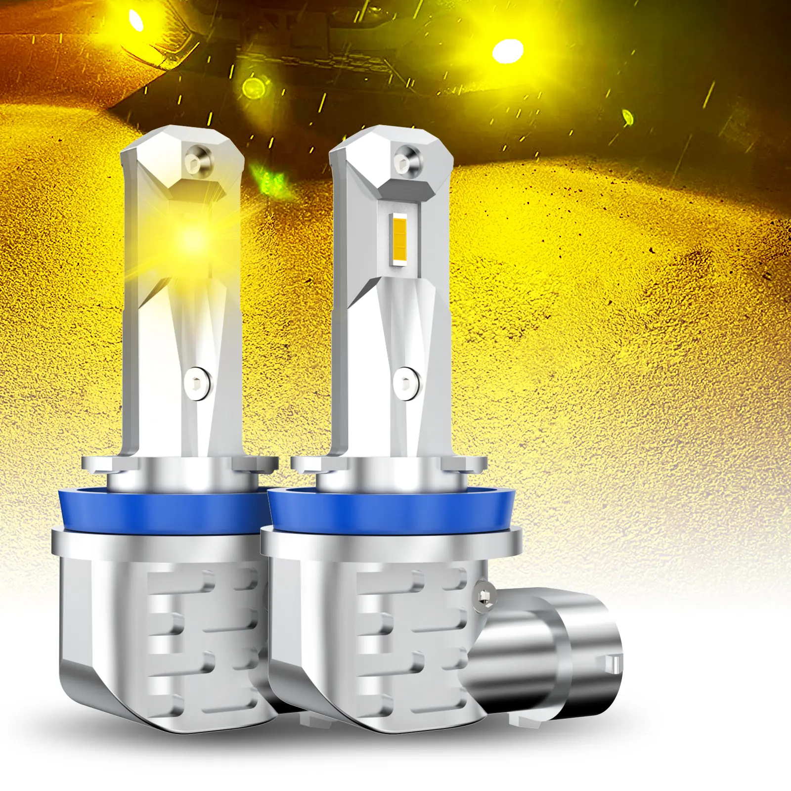 H8 H11 H16 LED Fog Light Bulbs or DRL, AUTOONE 3000K Amber Yellow Super Bright for Automotive Car Fog Lights Replacements, 50000 Hours Lifespan, Plug and Play, Pack of 2