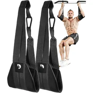 Ab Straps for Pull Up Bar & Core Strength  - Soft Padded Exercise Straps for Ab Swing &  Raises, Hang Bar Strap with 2 Steel Carabiners - Abs Equipment for  & Gym
