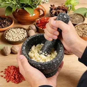 Resin mortar and pestle for grinding garlic, herbs, and spices, grinding bowl and garlic crusher, fruit and vegetable puree food accessory tool, small kitchen cooking tool, restaurant accessory, Kitchenware